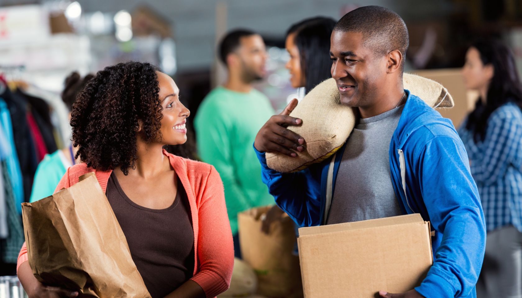 Couple donate items to food and clothing drive