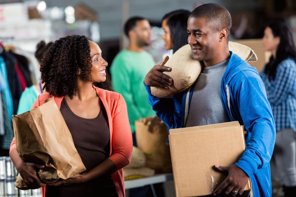 Couple donate items to food and clothing drive