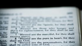 The New American Standard Bible Open To Matthew 5:8, The Sermon On The Mount (The Beatitudes)