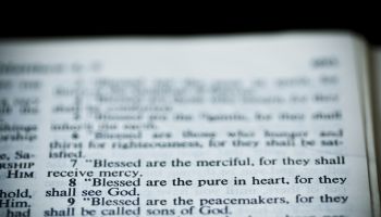 The New American Standard Bible Open To Matthew 5:8, The Sermon On The Mount (The Beatitudes)