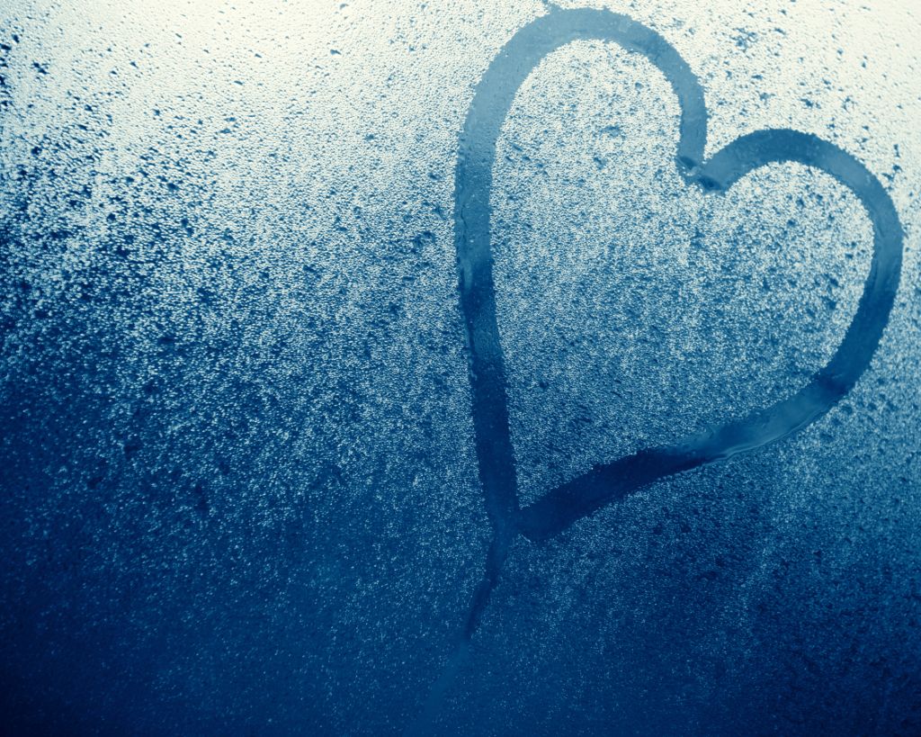 Heart Shape written on glass for St. Valentine