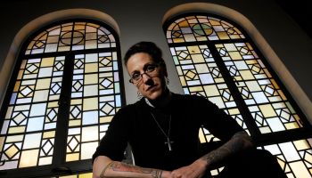 Nadia Bolz-Weber poses for a portrait, Friday, April, 22, 2011, at St. Thomas Episcopal Church in Denver, CO, where her church will begin holding sevices May 1, 2011. Nadia, of House For All Sinners and Saint, a is a rising star in the emergent church, ve