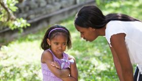 African American mother disciplining daughter