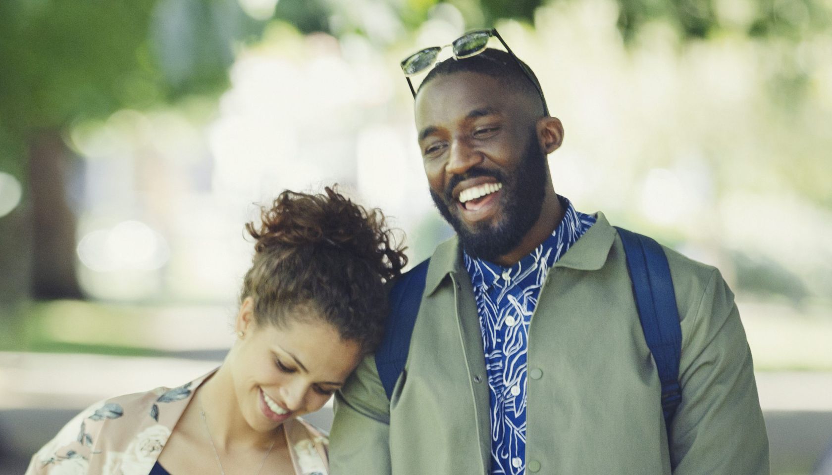 Couple walking in park