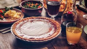 Traditional Stuffed Turkey Holiday Dinner with Vegetables and Pumpkin Pie