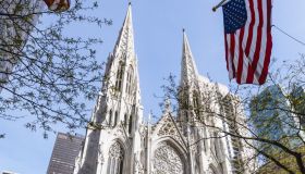 USA, New York State, New York City, St Patricks Cathedral seen across street