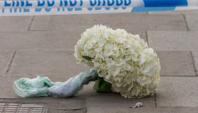 Crime scene of fatal stabbing in Finsbury Park, London UK