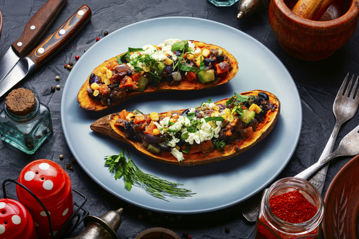 Veggie Stuffed Roasted Sweet Potatoes