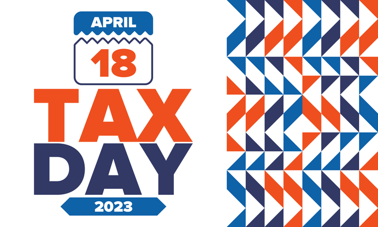 National Tax Day. Federal tax filing deadline in the United States. Day on which individual income returns must be submitted to the federal government. American patriotic vector poster